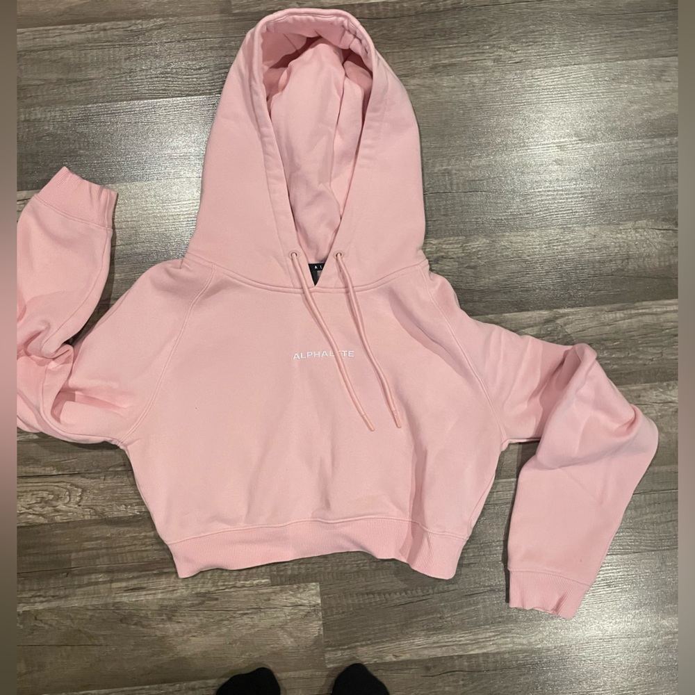 Small crop pink alphalete hoodie. EUC.
